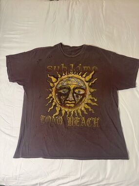 Urban Outfitters x Sublime Distressed Oversized Band Tee S/M Gray